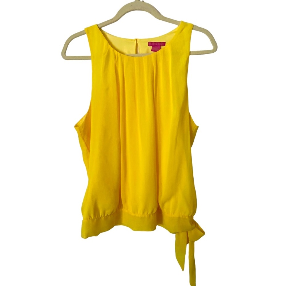 Sunny Leigh Yellow Side Tie Tank Blouse